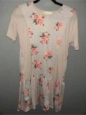 Girls' Pink Floral Casual Short Sleeve Dress by